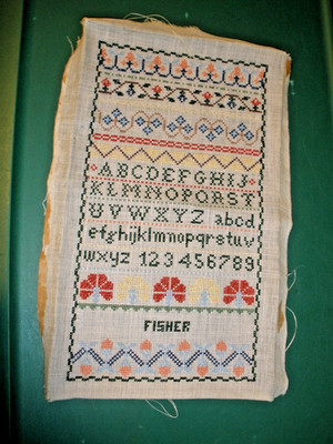 Vintage Finished Cross Stitch Piece Sampler 8.5''x14.5''