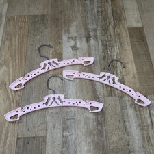Vintage Childs Plastic Clothes Hangers Metal Hook 12" Pink Cow Over The Moon