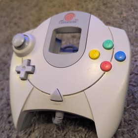 SEGA Dreamcast 2 Wired Controllers TESTED White & Blue controller w/ VMU. 