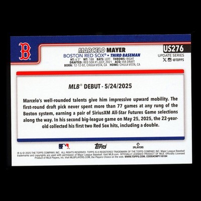 Marcelo Mayer 2025 Topps Update Rookie Debut Red Sox | eBay