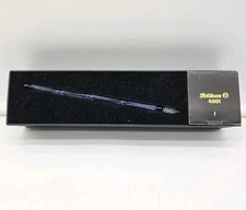 Pelikan 4001 Glass Calligraphy Dip Pen Blue Swirl w/ Box + Ink Bottle Included
