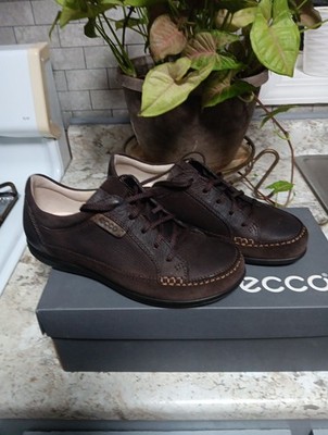 ECCO Women Mocha/coffee Leather  Lace Up Comfort Shoe Size 5-5.5 EUR 36