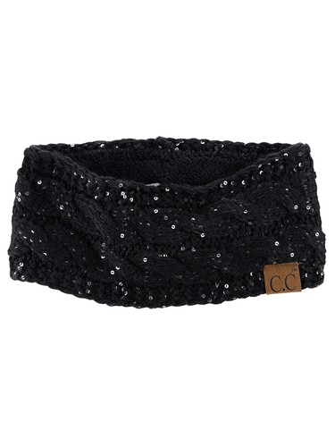 Fascia scaldorecchie foderata sfocata maglia cavo caldo invernale paillettes scintillanti C.C - Foto 12 di 71