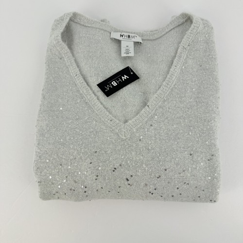 White House Black Market Textured V-Neck Sequin Pullover Sweater M Dolman NEW - Picture 9 of 9