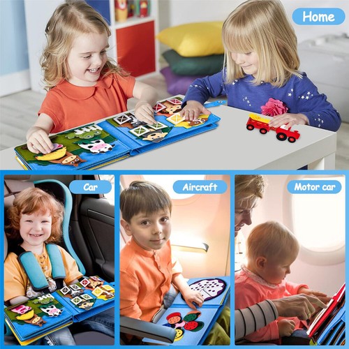 Quiet Book Ruhig Buch Filz Weiche Tuch Buch 3D Bücher Stoff Montessori Spielzeug - Bild 7 von 16