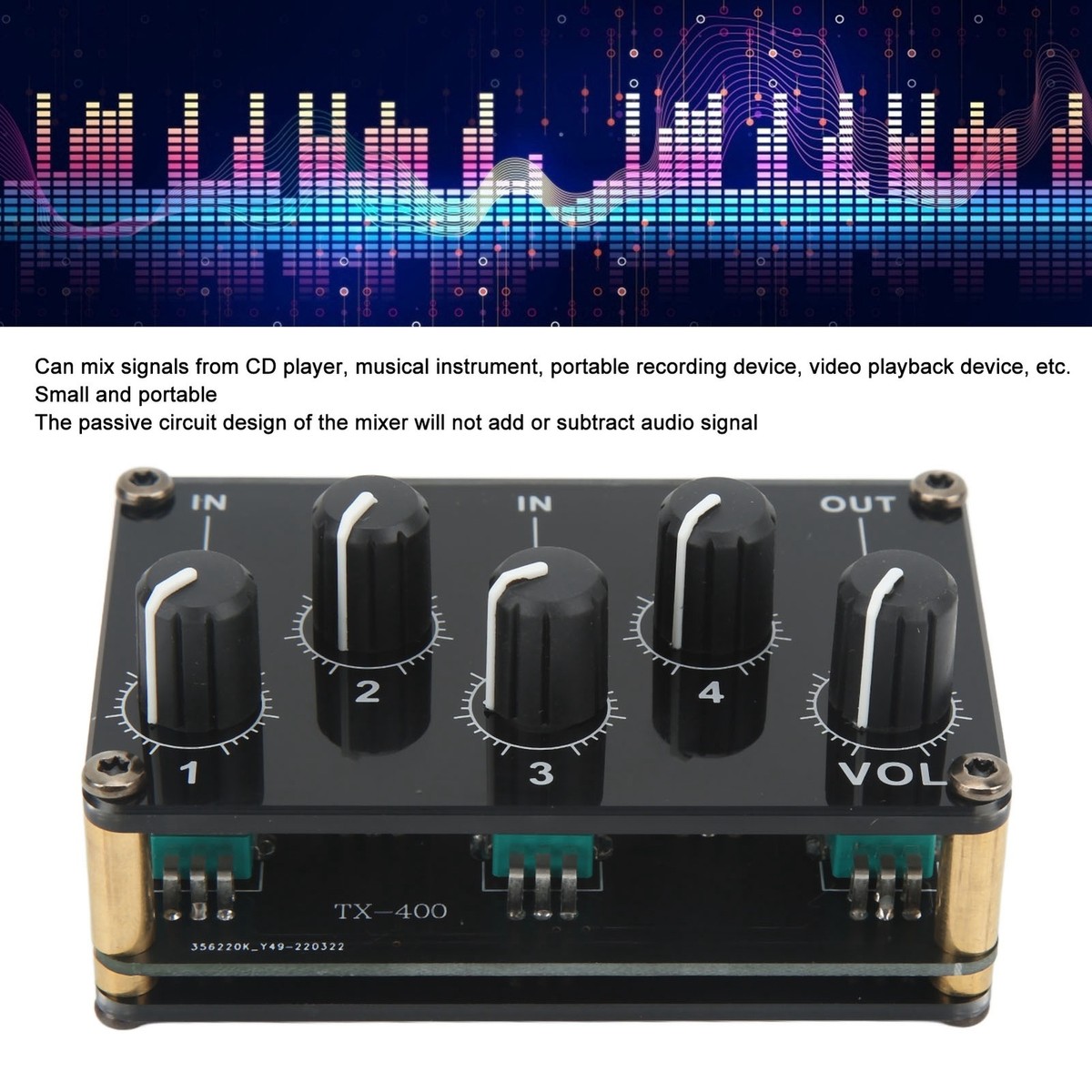Audio Mixer 4 Input 1 Output Mini Sound Board Console Portable 