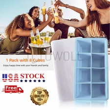 Silicone Big Ice Cubed Maker Large Cube Square Tray Molds Whiskey Ball Cocktails