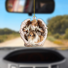 Rough Collie Dog Sleeping Angel Ornament, Dog Angel Wings Christmas Ornament
