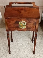 Vintage Antique WOOD SEWING STAND BASKET 26" TALL