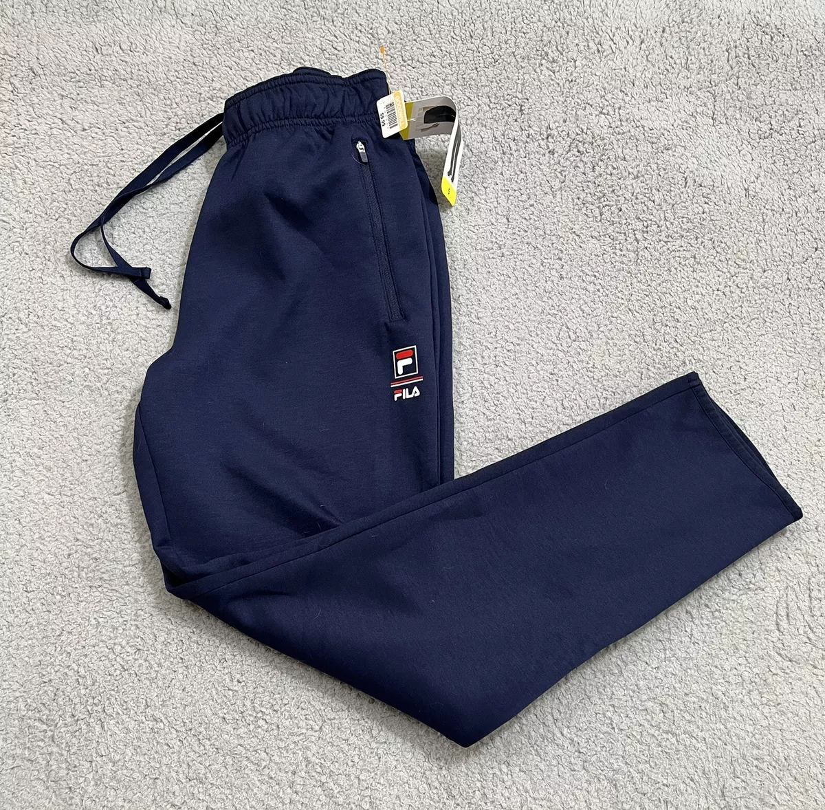 Fila Men's Small Active Track Pants Sweatpants Logo with Front Zip Pockets  Blue