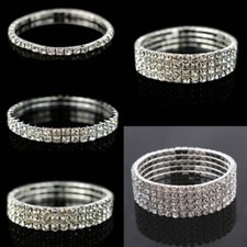 Women Crystal Rhinestone Stretch Bracelet Bangle Wristband Wedding Bridal Gifts  