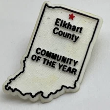 Elkhart County Indiana City State Souvenir Tourism Plastic Lapel Hat Pin Pinback