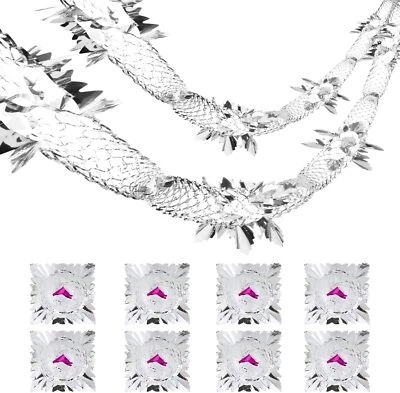 COLOFALLA 8 Pcs Christmas Ceiling Decorations Foil Garlands Silver Hanging Decorations Fe