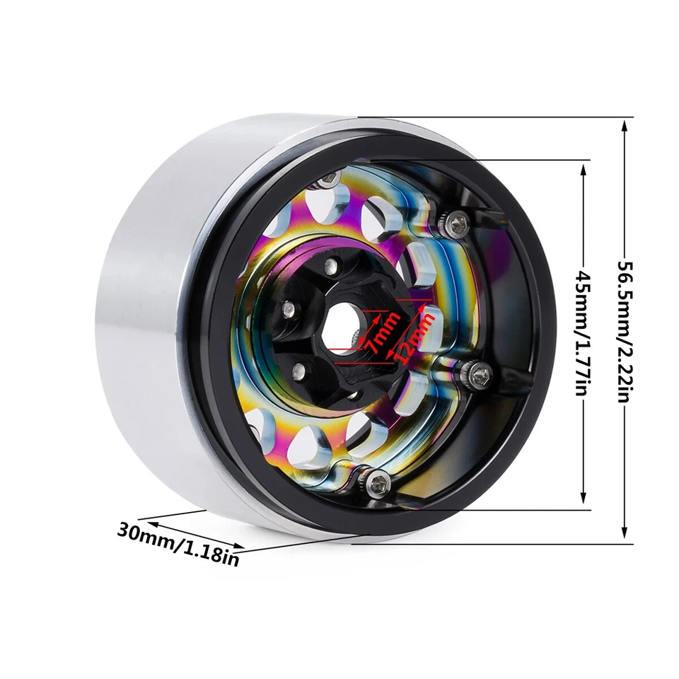 Colorful 1.9" Offset-5mm Beadlock Wheel Rim for 1/10 Axial SCX10 TRX4 Gen8 Capra - Image 4 of 4