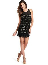 GUESS MARCIANO FRINGE 20's LITTLE BLACK DRESS FLAPPER HALLOWEEN GATSBY PARTY LBD