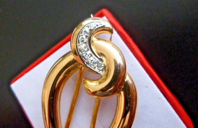 Broche Or 18K Diamants Et Saphirs - Poinçon Tête D'aigle, Occasion Repolie