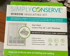 Simply Conserve Window Insulating Kit Indoor Seal film 5-Pack 36"x60" WK64210EF