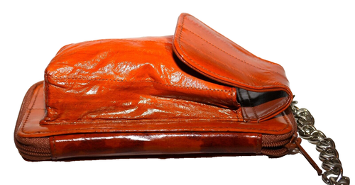 Lee Sands Brown Eel Skin Front ID Slot with 12" Key Chain Zip Around Wallet - Picture 4 of 7