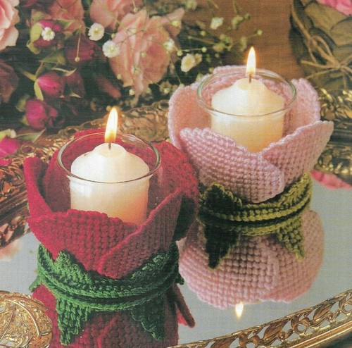 ROSY CANDLE VOTIVES HOME DECOR PLASTIC CANVAS PATTERN INSTRUCTIONS
