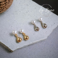 Gold / Silver Teardrop Droplet Pearl Stud Drop Dangle Earrings UK FREE SHIPPING
