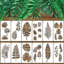 12 Pieces Tropical Leaf Stencils Monstera Palm Leaf Turtle Wall Stencil 6" X 12"