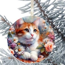 Ginger Cat Hanging Bauble Gift Present Decoration Christmas