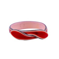 Signed Lea Stein Snake Bangle - Red & Black 