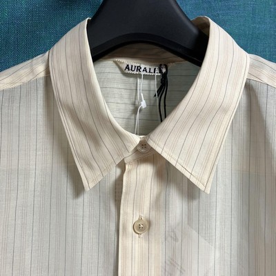 Hard Twist Organdy Stripe Shirt Light Beige Size 4 New Condition 