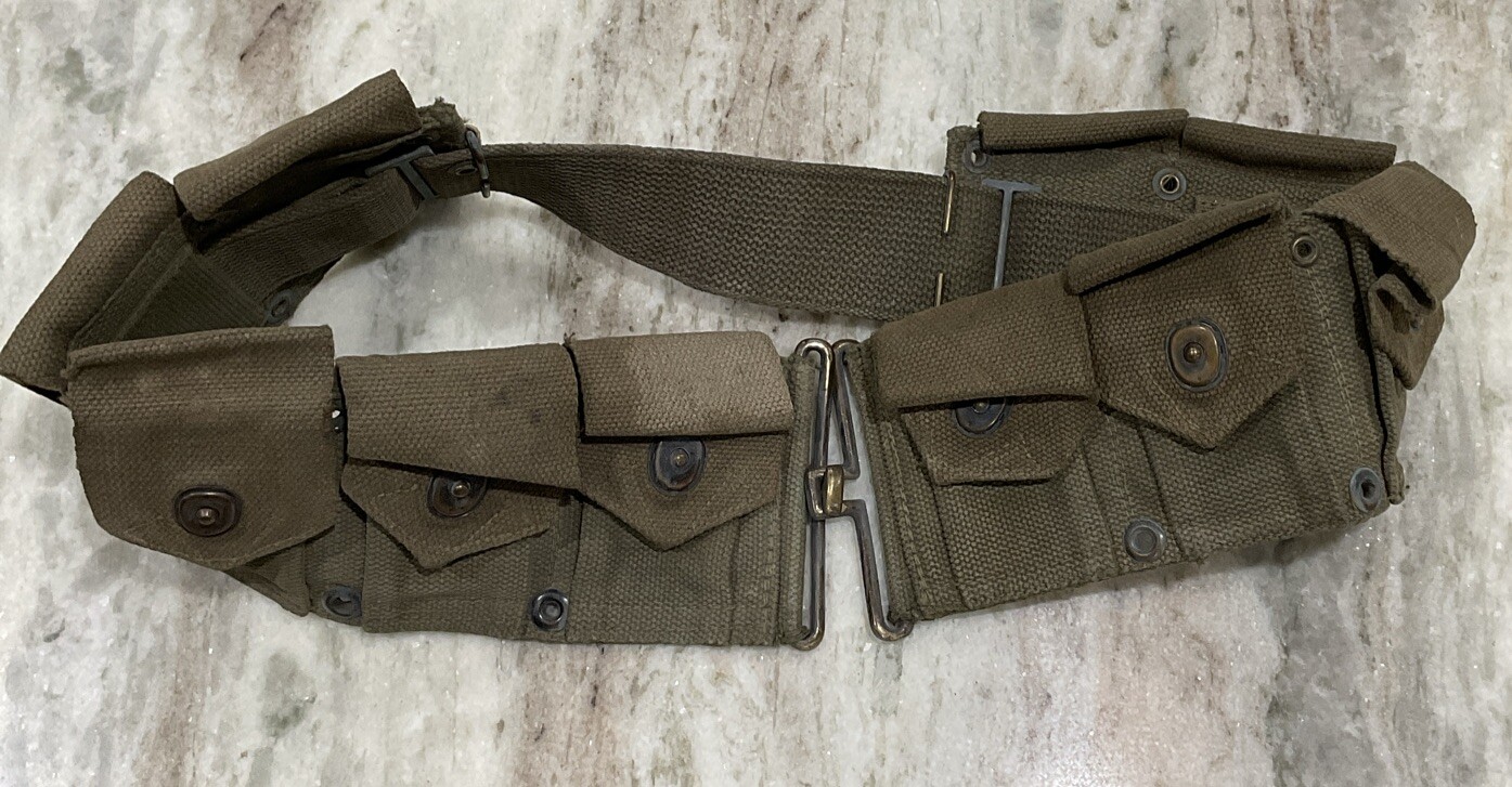 ORIGINAL WWI WWII US ARMY M1910 INFANTRY COMBAT FIELD 10 POCKET AMMO BELT-LONG