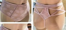 Victorias secret M Rare Vintage thong mauve bandage velvet high waist cheekini