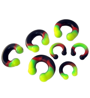 Horseshoe Flexi Silicone Rasta Heavy 4 Gauge 5/8'' 6mm Balls *