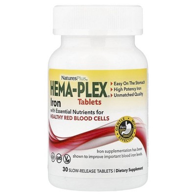 NaturesPlus, Hema-Plex, Eisen für gesunde rote Blutkörperchen, 30 Tabletten