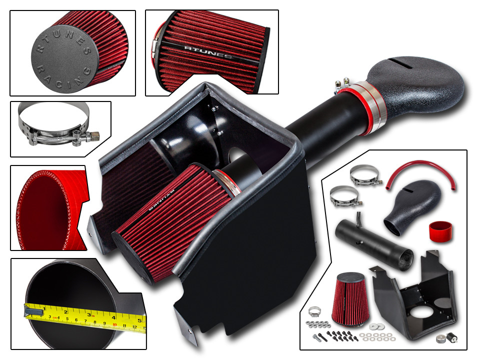 RTunes V2 1994-2001 Dodge Ram 1500 V8 5.2/5.9L Heat Shield Air Intake Kit+Filter