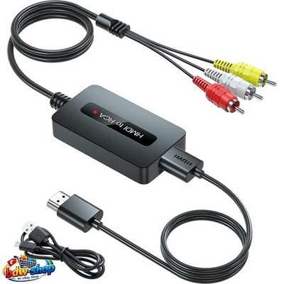 HDMI to RCA Konverter Kabel 5V - Composite AV CVBS Adapter Schwarz