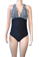 Women's One-Piece Swimsuit V Neck Tummy Control Cross Back Size Medium