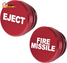 Fire Missile Button and Eject Button Cigarette Lighter Plug Cover, Alumin
