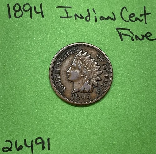 1894 Indian Head Cent / Penny 1c Fine