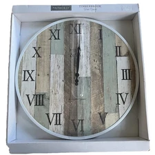 FirsTime & Co Timberworks Wall Clock 16” Rustic Farmhouse Roman Numerals New