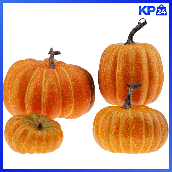 KüNstlicher KüRbis 4 StüCk Herbst Halloween Weihnachtsdekoration Deko GemüSe-image