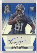 2014 Panini Spectra Rookie Auto Blue Prizm 6/49 Kevin Norwood #266 Auto 1u0