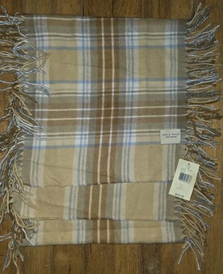 NWT Lord & Taylor Womans Scarf/Shawl Multicolor Plaid 60'' x 12'' Acrylic Fringed