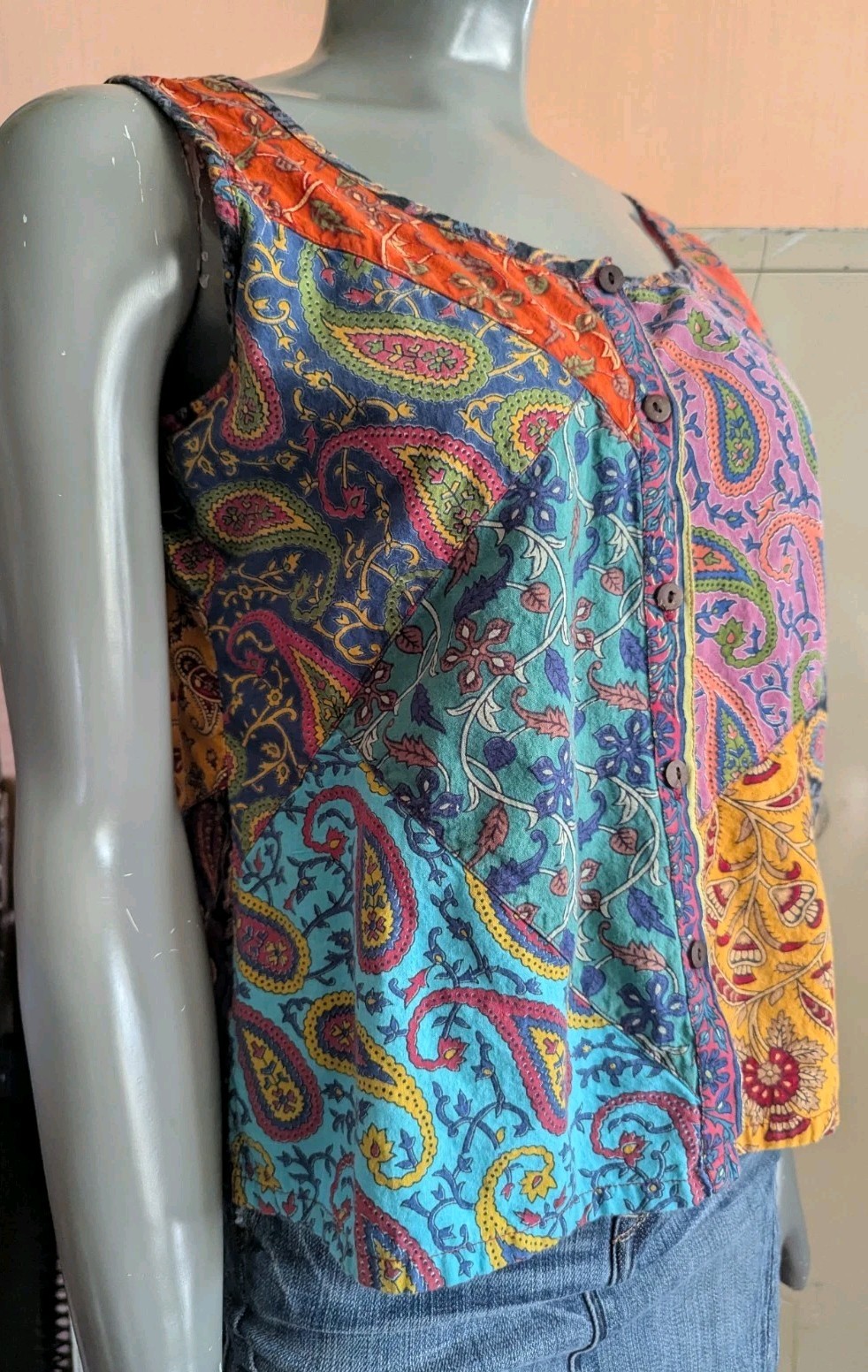 Sacred Threads Small Paisley Patchwork Cotton Sle… - image 3