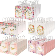 50 Pcs Thank You Gift Bags Bulk Floral Design Thank You Paper Bags Colorful Than
