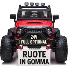 Auto Macchina Elettrica Fuoristrada Big Adventure 24V Rossa per Bambini 2 Posti