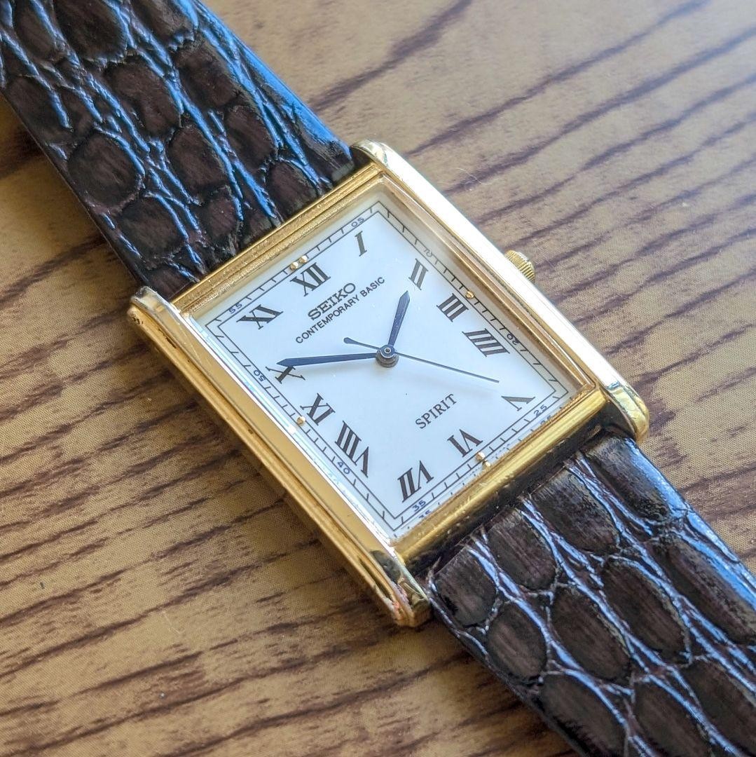 Raro orologio vintage Seiko Spirit 5S21-5A00 con cinturino marrone