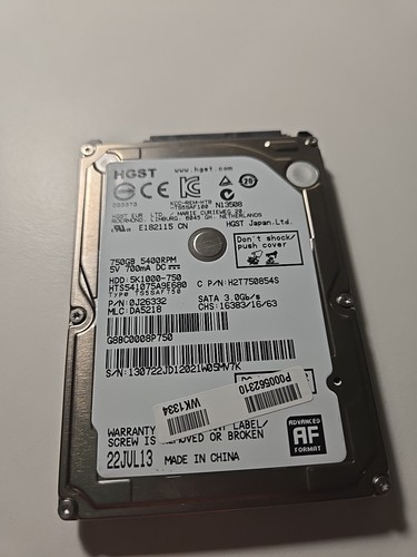 Hdd HGST 2,5" 750GB 5400RPM SATA 5K1000-750 Laptop Playstation