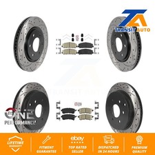 Front Rear Ceramic Pad Drill Slot Brake Rotors Kit For INFINITI QX80 Nissan QX56