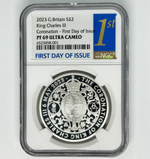 2023 U.K. 2 Pound Silver King Charles III Coronation NGC PF 69 First G.Britain