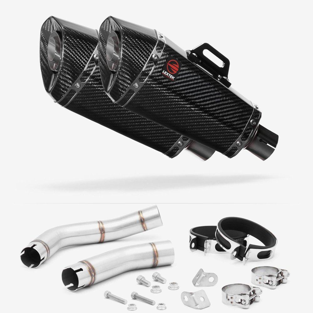 Lextek XP8C Carbon Fibre Exhaust 210mm with Link Pipe for Yamaha YZF R1 (09-14)