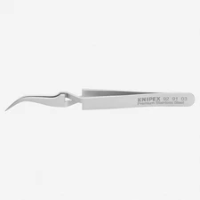 Knipex Stainless Steel Gripping Cross-Over Tweezers, Angled, Needle-Point Tips,